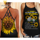 MY GRANDMA SUNFLOWER CRISS-CROSS OPEN BACK CAMISOLE TANK TOP