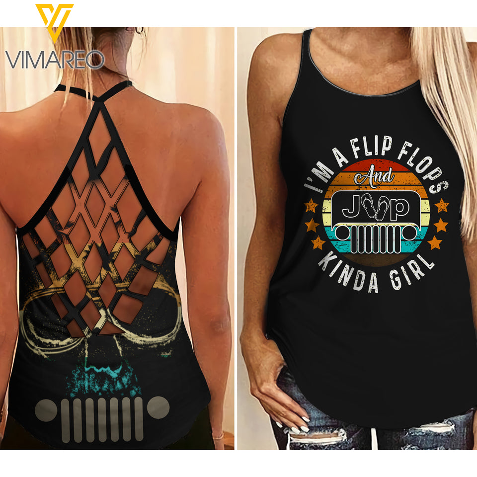 JEEP FLIP-FLOP GIRL CRISS-CROSS TANK TOP