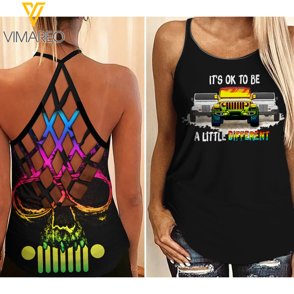 JEEP OK TO BE DIFFERENT LGBT CRISS-CROSS TANK TOP