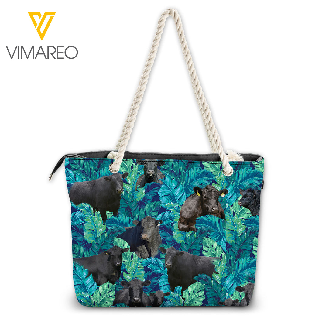 BLACK ANGUS CATTLE TROPICAL BEACH TOTE BAG TNMQ0802