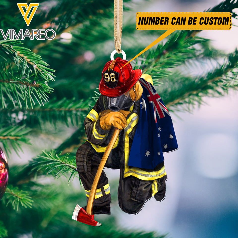 PERSONALIZED AUSTRALIAN FIREFIGHTER HANGING ORNAMENT CHRISTMAS QTDT0712