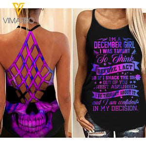 December girl Criss-Cross Open Back Camisole Tank Top  ZD2903