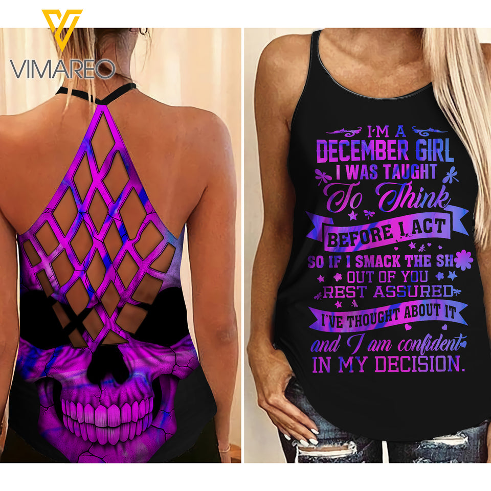 December girl Criss-Cross Open Back Camisole Tank Top  ZD2903