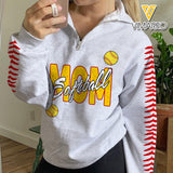 SOFTBALL MOM SWEATSHIRT WITH HALF ZIP PRINTED TNMA2209