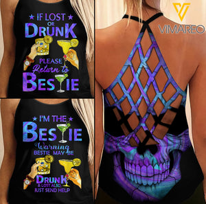 PROUD OF BESTIE Criss-Cross Open Back Camisole Tank Top Couple